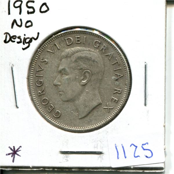 62 1950 No Design Canadian Silver Fifty Cent Piece