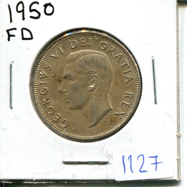 64 1950 Full Design Canadian Silver Fifty Cent Piece