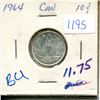 Image 1 : 1964 Canadian Ten Cent Piece