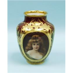 MEDITATION. An antique Old Vienna hand painted porcelain vas