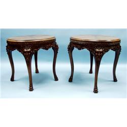 A pair of antique French fruitwood occasional tables. Each c