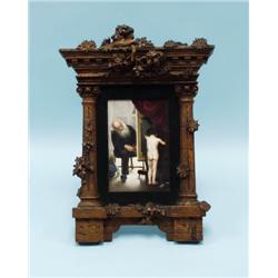 The Tired Model. An antique porcelain plaque hand painted af