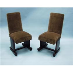 ART DECO - A set of four fruitwood side chairs of geometric 