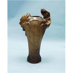 ART NOUVEAU - GOLDSCHEIDER. A monumental faience vase in ear