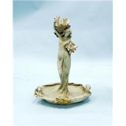 ART NOUVEAU - AMPHORA, AUSTRIA. A large hand painted faience