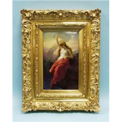 An antique German KPM porcelain plaque depicting a symbolist