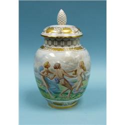 An unusual German Meissen porcelain covered vase. The ovifor