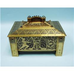 VIENNA SECESSION - A wood jewelry box with bronze overlay de