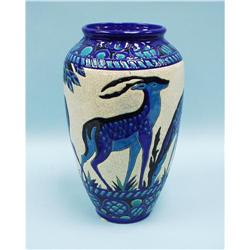 ART DECO - BOCH FRERES, CH. CATTEAU. A crackled glaze faienc