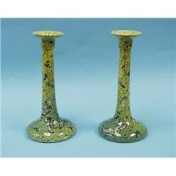 ART NOUVEAU - CLEMENT MASSIER. A pair of large faience candl