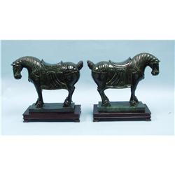 An important pair of large Chinese nephrite jade Ming horses