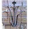 Image 1 : ART DECO - French wrought iron cactus form hanging lamp with