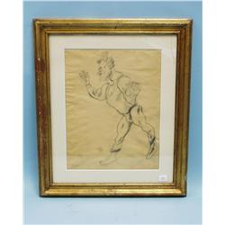 JULES PASCIN (1885-1930) American school. "The Wrestler". Ch
