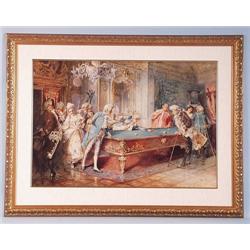 AUGUSTO PAINI - 19th century Italian school. "The Game." Wat