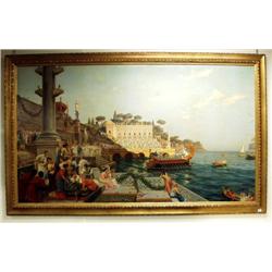 PIETRO GABRINI (1856-1926) Italian school. "The Arrival." An