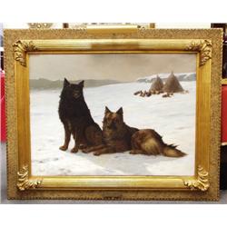 LOUIS DAREY - 19th century French school. "Chiens Esquimaux"