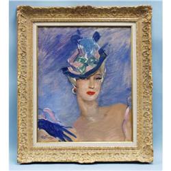 JEAN-GABRIEL DOMERGUE (1889-1962) French school. "Le Chapeau