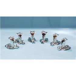 ART NOUVEAU - A set of six German lily form silver candle ho