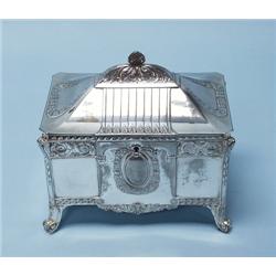 W.M.F. - A silver plated metal jewelry box. The sides decora