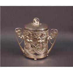 ART NOUVEAU - W.M.F. A silver plated covered cookie jar with