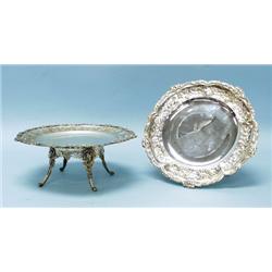 A pair of antique French sterling silver footed trays. Each 