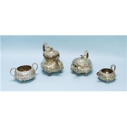A very good antique English sterling silver tea service comp