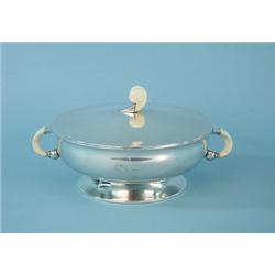 ART DECO - A continental sterling silver covered centrepiece