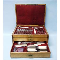 An important antique French 129 piece sterling silver cutler