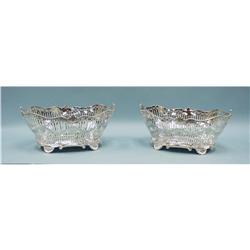 A pair of large Dutch sterling silver baskets with pierce wo