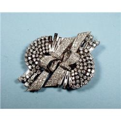 A very good Art Deco design platinum and diamond double clip