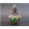 Image 1 : A BRONZE INLAY GREEN JADE SNUFF BOTTLE QING DYNASTY.