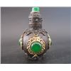 Image 2 : A BRONZE INLAY GREEN JADE SNUFF BOTTLE QING DYNASTY.