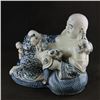 Image 2 : A BLUE & WHITE BUDDHA FIGURE QING DYNASTY.