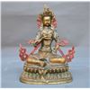 Image 1 : A GILT BRONZE GREEN TARA BUDDHA FIGURE QING DYNASTY.