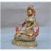 Image 3 : A GILT BRONZE GREEN TARA BUDDHA FIGURE QING DYNASTY.