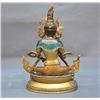 Image 4 : A GILT BRONZE GREEN TARA BUDDHA FIGURE QING DYNASTY.