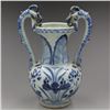 Image 1 : A BLUE & WHITE DOUBLE EAR DRAGON VASE MING DYNASTY.