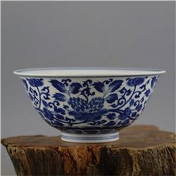 A BLUE & WHITE BOWL KANGXI MARK 17TH/C.