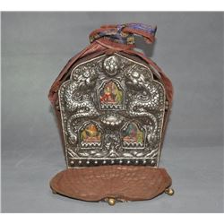 A SILK & SILVER BUDDHA THANGKA QING DYNASTY.