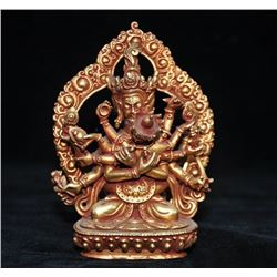 A BRONZE GILT 24KT-GOLD BUDDHA FIGURE QING DYNASTY.