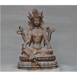 A GILT BRONZE TARA BUDDHA FIGURE QING DYNASTY.