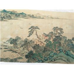 A RARE FAMILLE VERTE PAINTING QING DYNASTY.