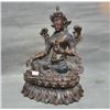 Image 2 : A BRONZE GREEN TARA BUDDHA FIGURE QING DYNASTY.