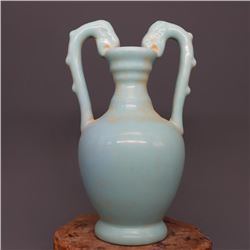 A SKY BLUE DOUBLE DRAGON VASE MING VASE.