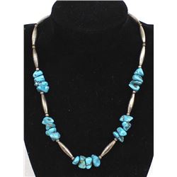 Vintage Navajo Sterling Turquoise Nugget Necklace