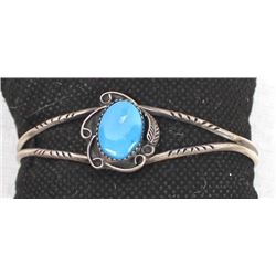 Vintage Navajo Sterling Turquoise Cuff Bracelet