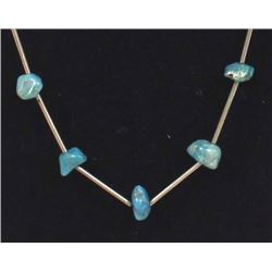 Vintage Navajo Liquid Silver & Turquoise Necklace
