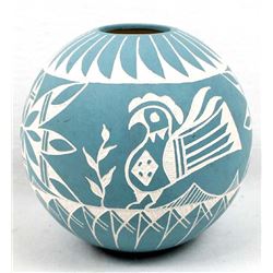Acoma Carved Ceramic Pottery Seed Jar
