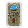 Image 1 : Navajo Sterling Turquoise Coral Money Clip