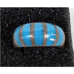 Mexican Sterling Turquoise Ring, Size 8.25